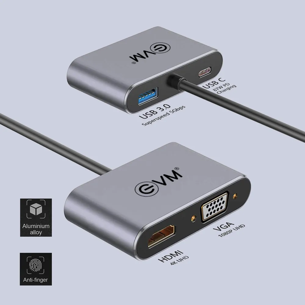 EVM Type-C Dock 4 in 1 ( HDMI | VGA | USB | Type-C ) CHV view 2